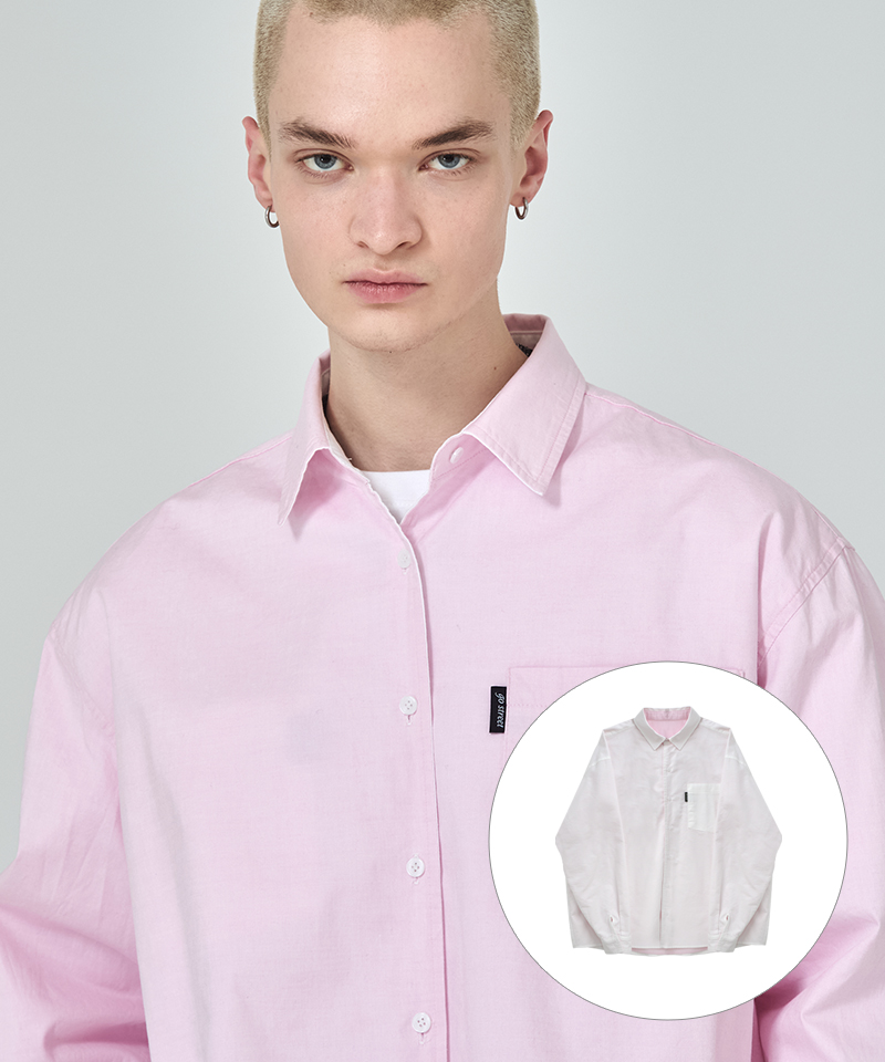 리버서블 베이직 옥스포드 셔츠 – 화이트/핑크